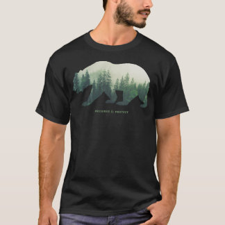 Preserve Protect Nature Double Exposure Bear Silh T-Shirt