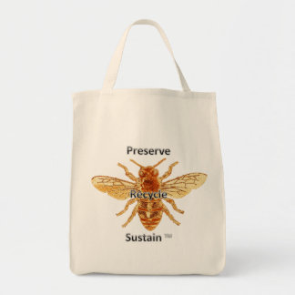 Preserve, recycle, sustain wine tote bag