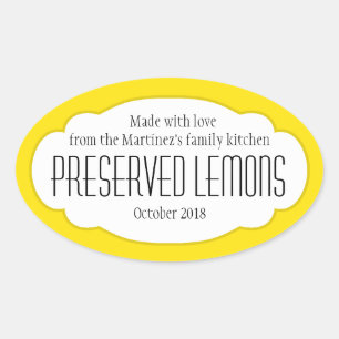 Preserved lemons oval food label sticker