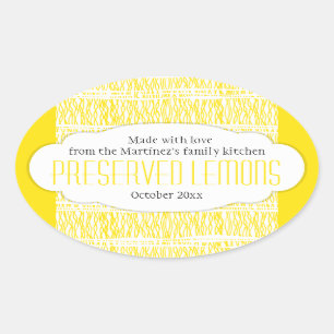 Preserved lemons oval food label sticker
