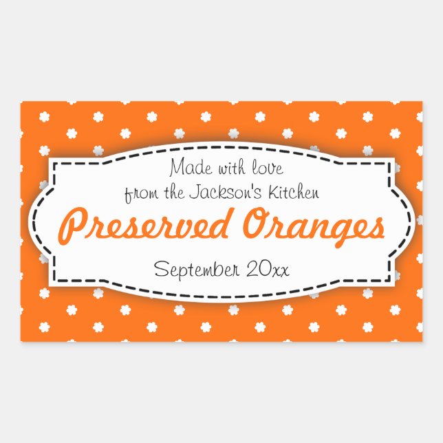 Preserved oranges jam food label sticker (Front)