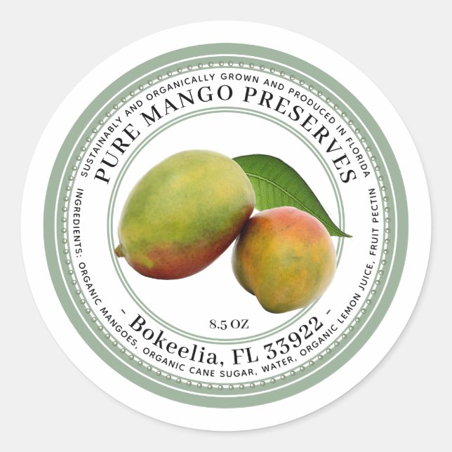 Preserves Label Vintage Mango Illustration (Front)