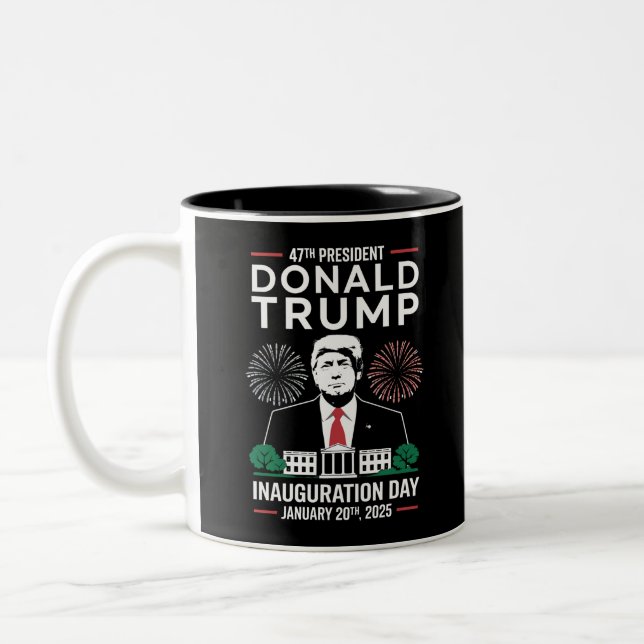 President 47 D J Trump Inauguration Day Jan 2025 Two-Tone Coffee Mug (Left)
