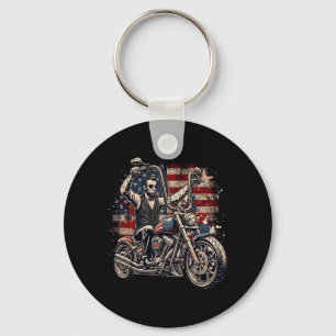 President Abraham Abe Lincoln Riding A Motorcycle Keychain