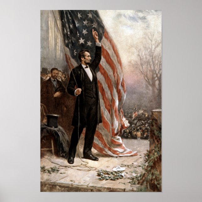 President Abraham Lincoln Giving A Speech Poster (Front)
