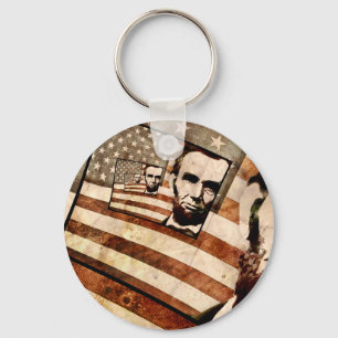 President Abraham Lincoln Patriotic Flag Keychain