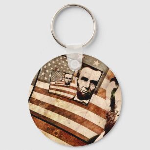 President Abraham Lincoln Patriotic Flag Keychain