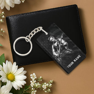 President Abraham Lincoln Playing Guitar Keychain