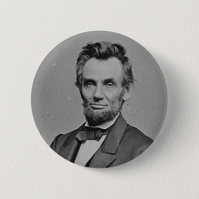 President Abraham Lincoln Portrait by Mathew Brady 2 Inch Round Button (Front)