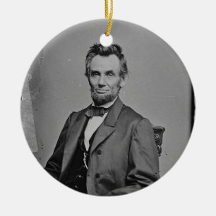 President Abraham Lincoln Portrait by Mathew Brady Ceramic Ornament