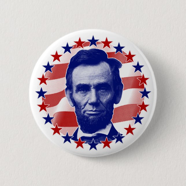 President Abraham Lincoln Stars and Stripes 2 Inch Round Button (Front)