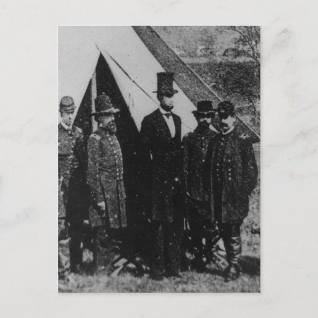 President Abraham Lincoln Visiting Antietam 1862 Postcard (Front)