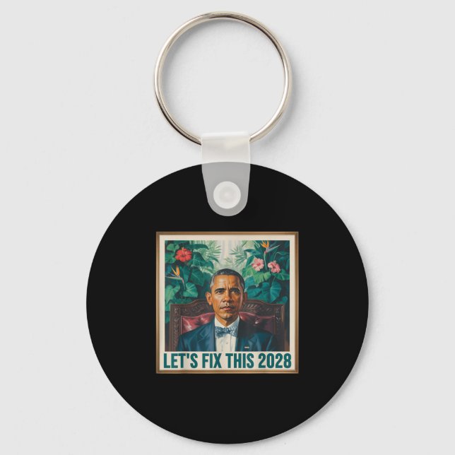 President Barack Obama 2028 Rtrait Patriotic Democ Keychain (Front)
