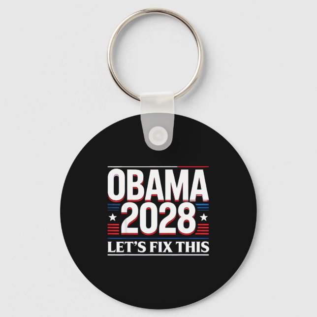 President Barack Obama 2028 Rtrait Patriotic Democ Keychain (Front)