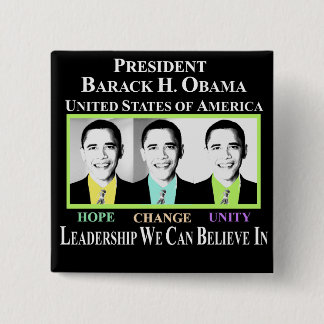 PRESIDENT BARACK OBAMA 2 INCH SQUARE BUTTON