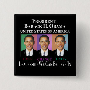PRESIDENT BARACK OBAMA 2 INCH SQUARE BUTTON