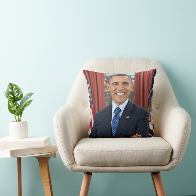 President Barack Obama 2nd Term Official Portrait Throw Pillow (Chair)
