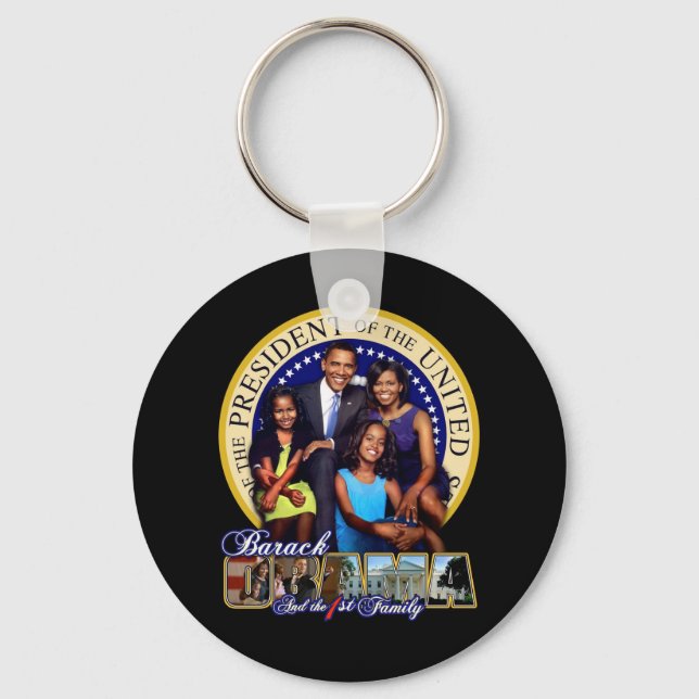 PRESIDENT BARACK OBAMA AND FAMILY KEYCHAIN (Front)