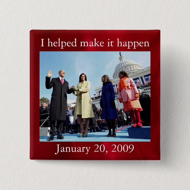 President Barack Obama and First Lady 2 Inch Square Button (Front)