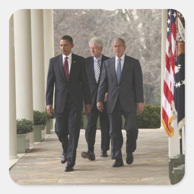 President Barack Obama and former presidents Square Sticker (Front)