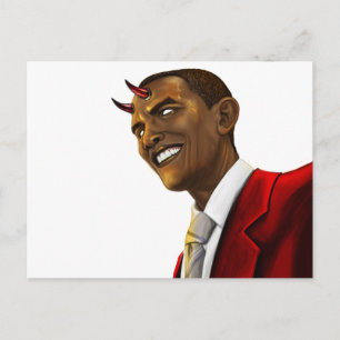 President Barack Obama as the Devil Halloween Postcard