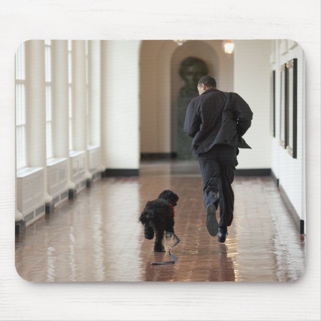 President Barack Obama & Bo Mouse Pad (Front)