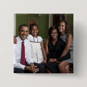 President Barack Obama & Family 2 Inch Square Button