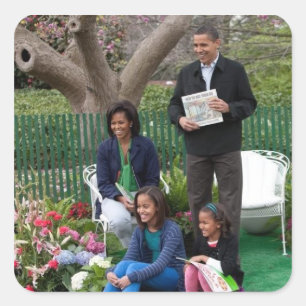 President Barack Obama & Family Square Sticker