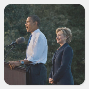 President Barack Obama & Hillary Clinton Square Sticker