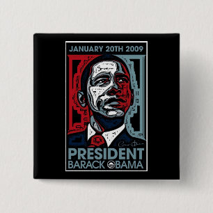 President Barack Obama January 20th 2009 2 Inch Square Button
