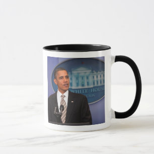 President Barack Obama makes an announcement Mug