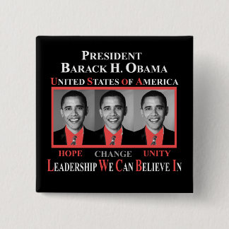PRESIDENT BARACK OBAMA - RED 2 INCH SQUARE BUTTON