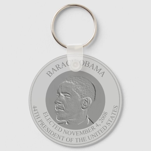 President Barack Obama Silver Coin. Keychain (Front)