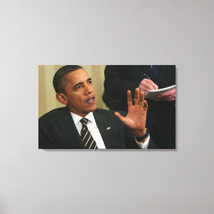 President Barack Obama talks to the press Canvas Print