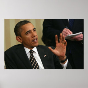 President Barack Obama talks to the press Poster