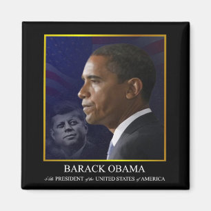 President Barack Obama with JFK - Magnet