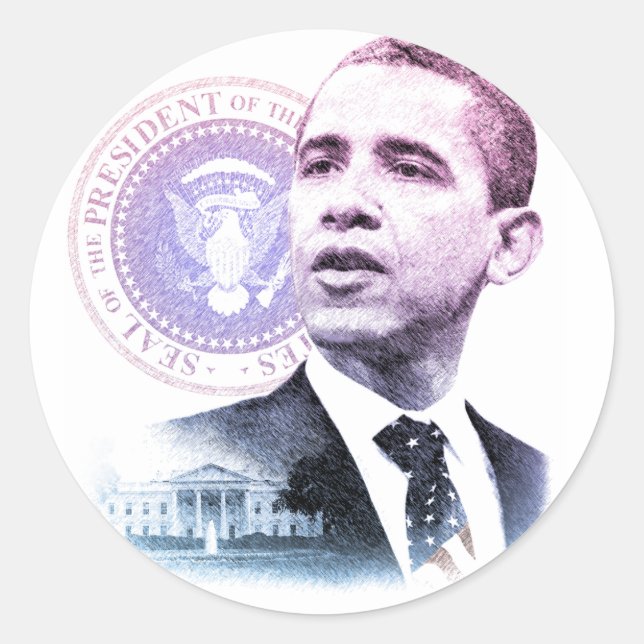 President Barck Obama Portrait Classic Round Sticker (Front)