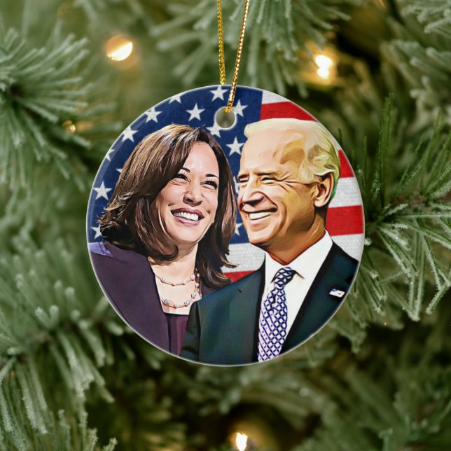 President Biden and VP Harris Keepsake Ceramic Ornament (Tree)