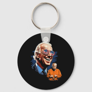 President Biden Laughing Trump To Jail Tee Anti-tr Keychain