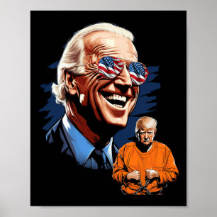 President Biden Laughing Trump To Jail Tee Anti-tr Poster