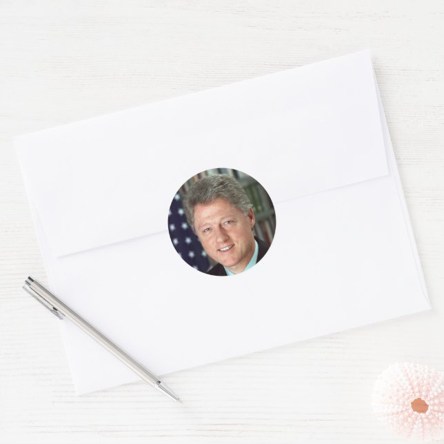 President Bill Clinton Official Portrait Classic Round Sticker (Envelope)