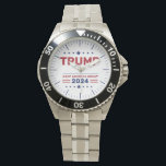 President Donald Trump 2024 Keep America Great Watch<br><div class="desc">Showcase your support with the President Donald Trump 2024 Keep America Great Watch! This distinctive timepiece features the Keep America Great slogan, celebrating patriotism and the 2024 campaign in style. Designed with high-quality materials, it combines durability with a bold, symbolic look that’s perfect for daily wear or as a keepsake....</div>