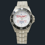 President Donald Trump 2024 Keep America Great Watch<br><div class="desc">Showcase your support with the President Donald Trump 2024 Keep America Great Watch! This distinctive timepiece features the Keep America Great slogan, celebrating patriotism and the 2024 campaign in style. Designed with high-quality materials, it combines durability with a bold, symbolic look that’s perfect for daily wear or as a keepsake....</div>