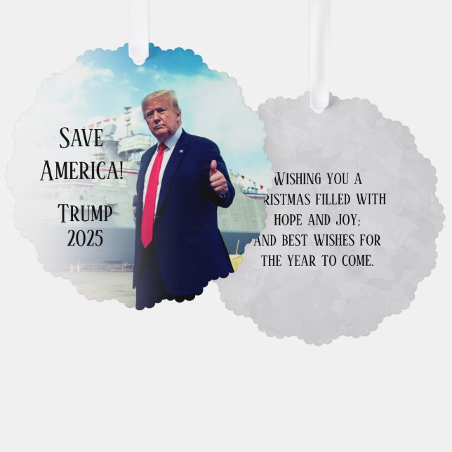 President Donald Trump 2024 Save America Ship Ornament Card (Front/Back)