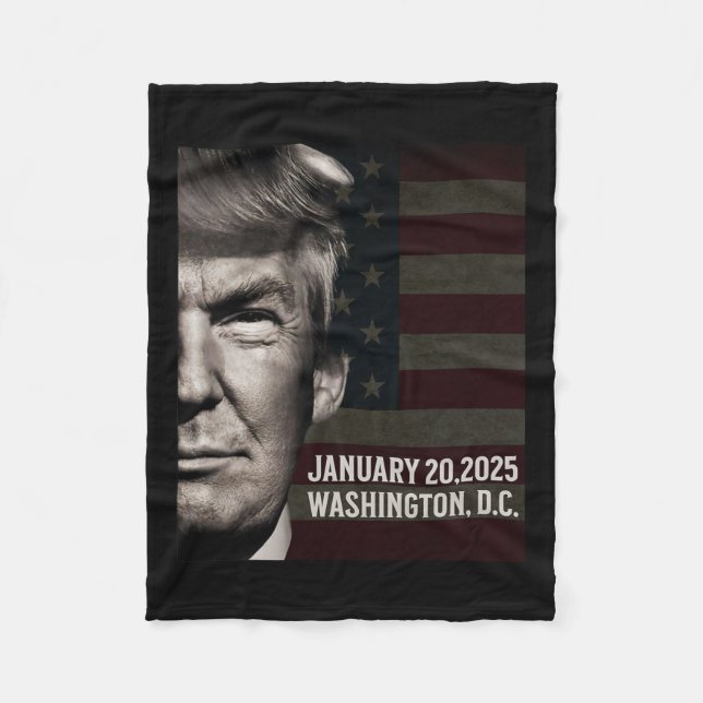 President Donald Trump 2025 Inauguration Date Comm Fleece Blanket (Front)