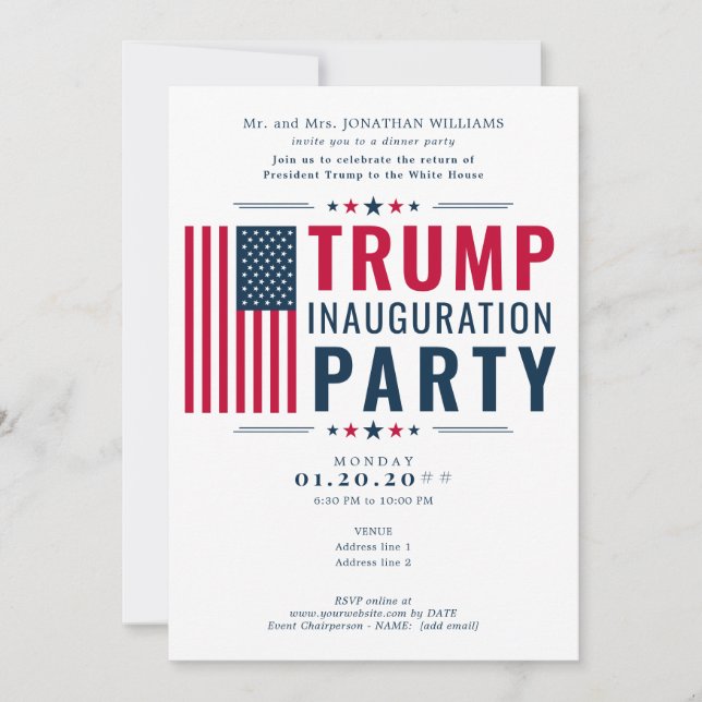 President Donald Trump 2025 Inauguration Party Invitation (Front)