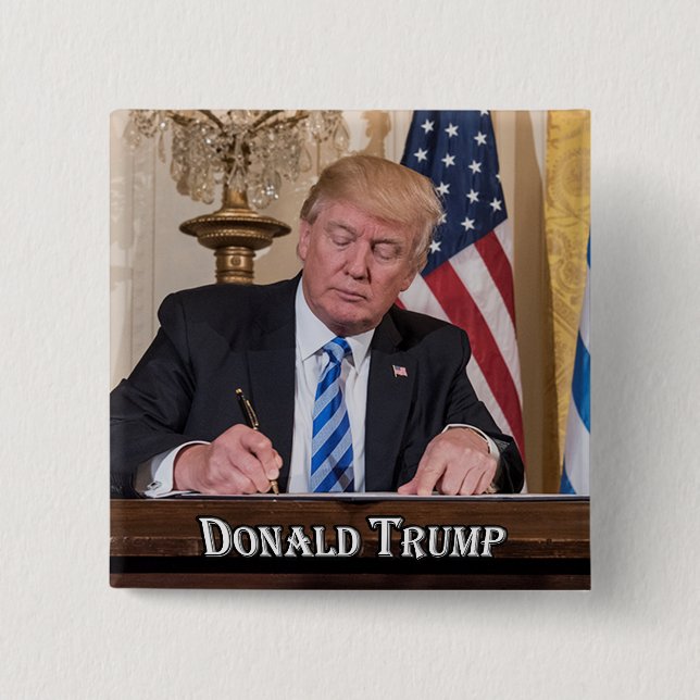 President Donald Trump 2 Inch Square Button (Front)