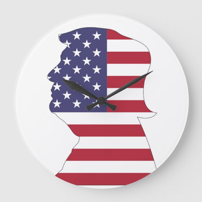 PRESIDENT DONALD TRUMP AMERICAN FLAG LARGE CLOCK (Front)
