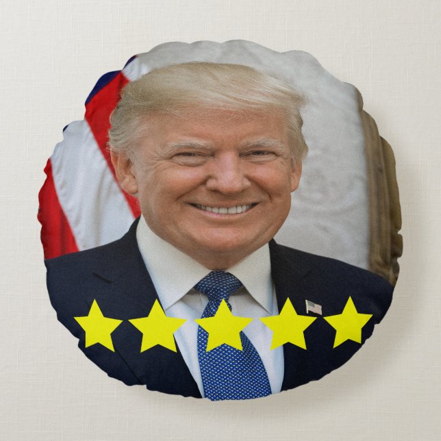 President Donald Trump Approval Rating Round Pillow (Front)