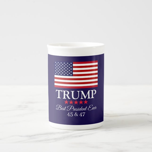 PRESIDENT DONALD TRUMP BEST PRESIDENT EVER  BONE CHINA MUG (Front)